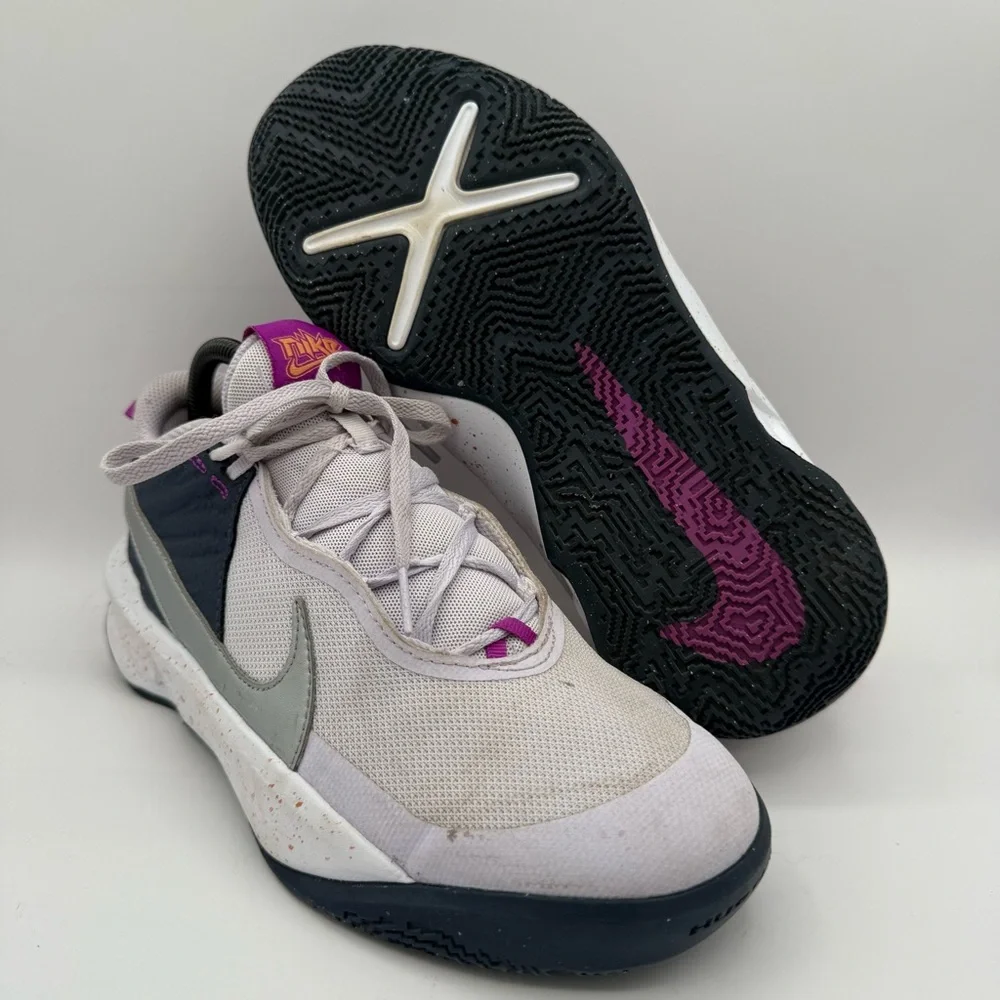 Youth Nike Team Hustle D10 SE GS Purple Gray Athletic Shoes DQ8375-500 Size 6.5Y